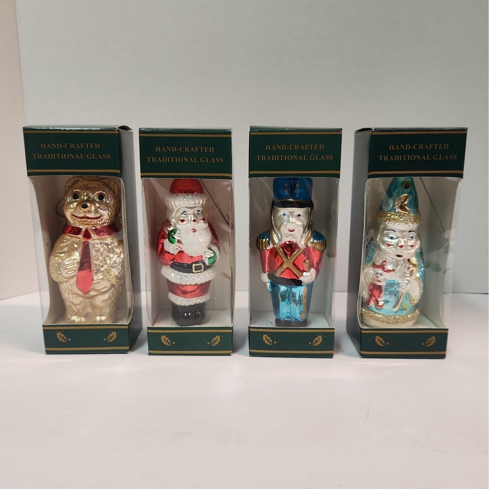 Kurt Adler Blown Glass Christmas Ornaments Lot of 4 Vintage